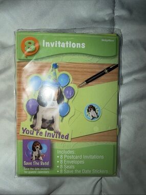 Party Pups Beagle Party Supplies Invitations with envelopes, missing 1 envelope